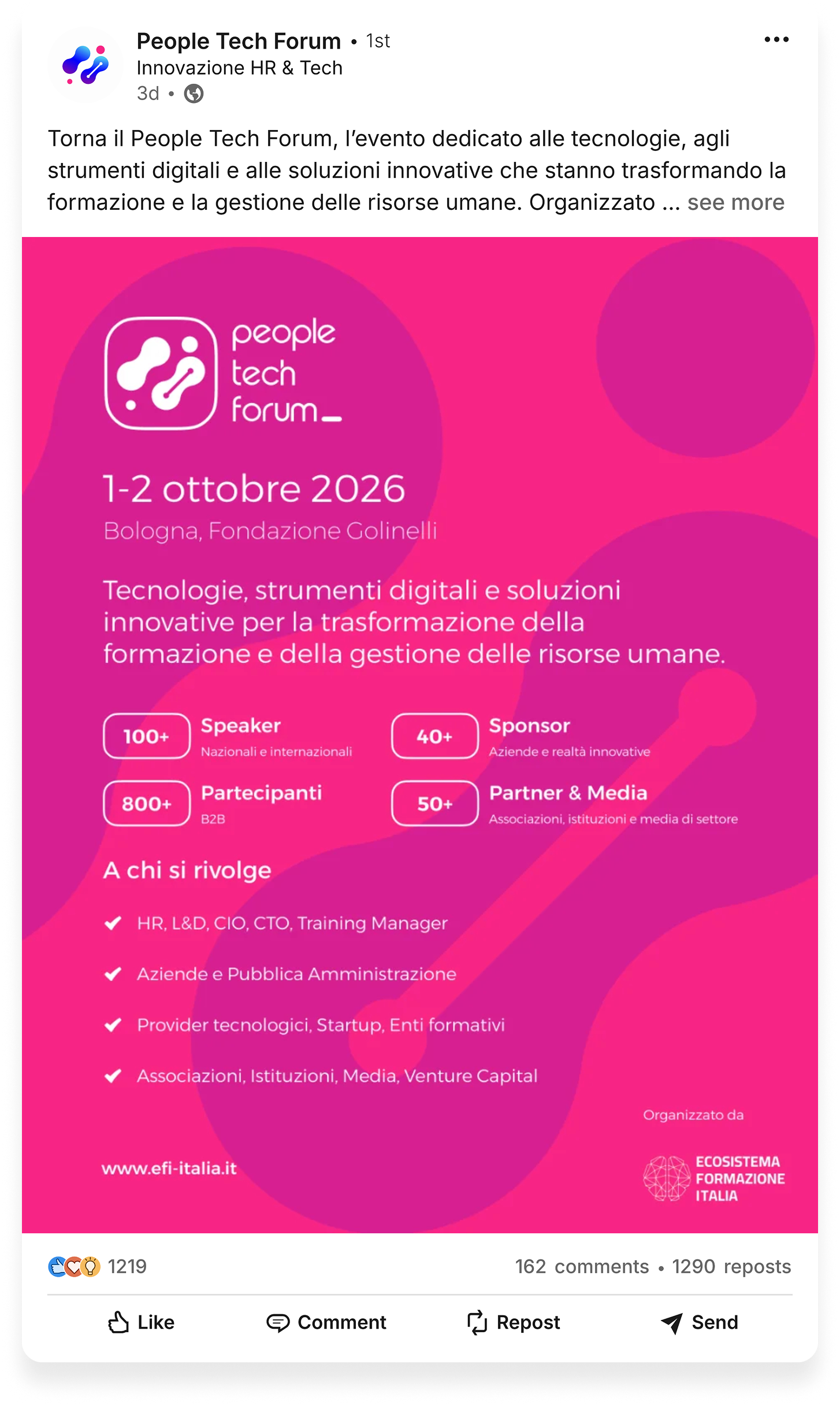 Post LinkedIn 1, People Tech Forum
