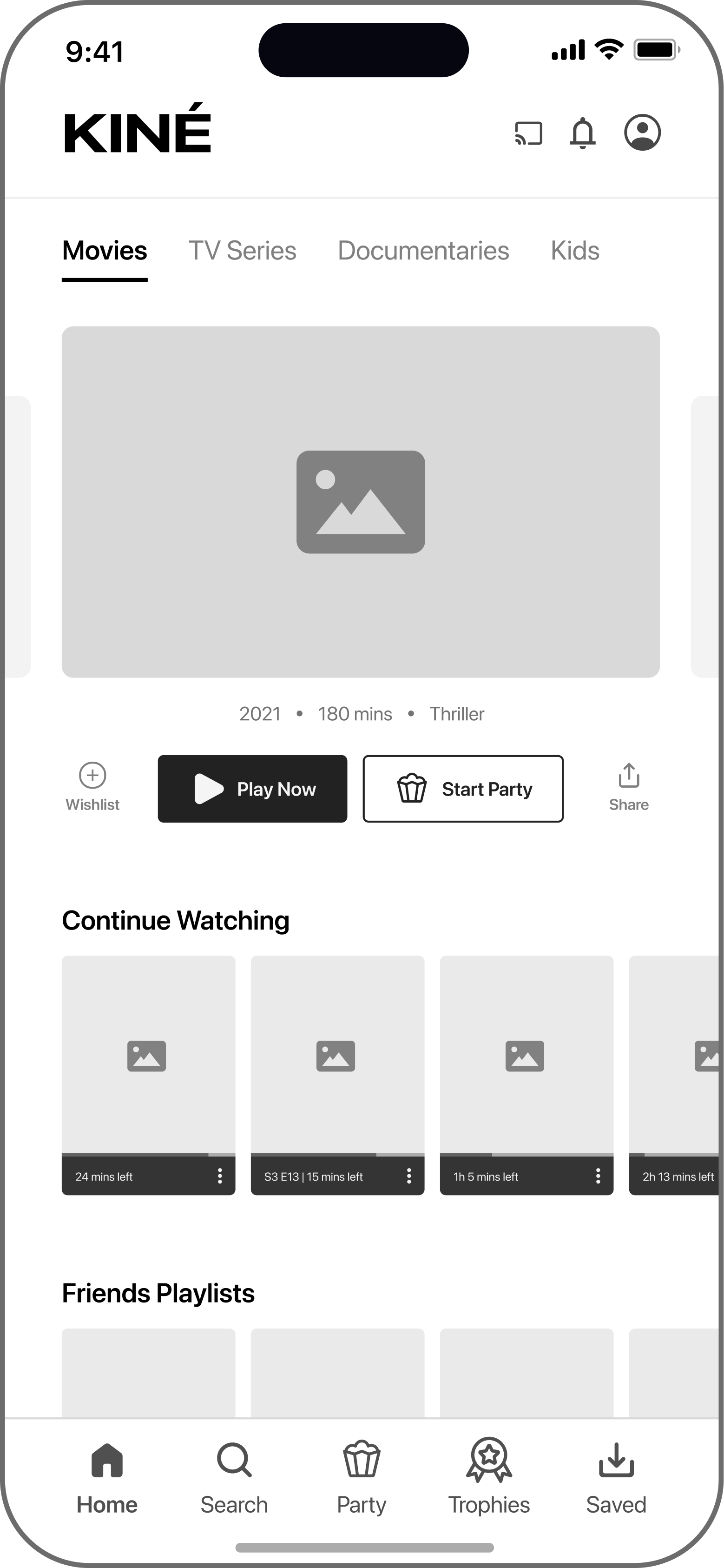 Wireframe Homepage, KINÉ